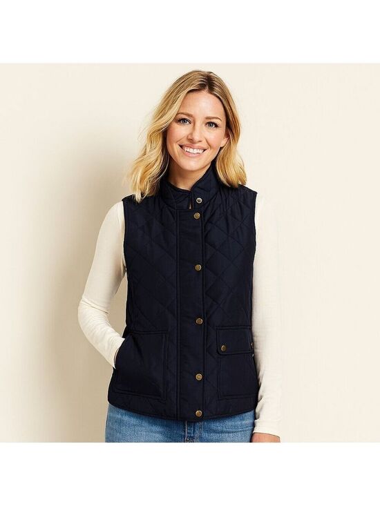 Talbots Jackets & Blazers - Talbots Quilted Vest Navy Blue SP | Mandarin Collar, Pockets, EUC